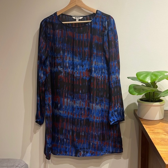 BB Dakota x Steve Madden Revolve Emily Long Sleeve Shift Dress Midnight Sky Blue - Picture 4 of 13